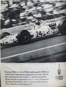Champion Spark Plug Graham Hill Wins 500 Ad 1966