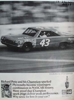 Champion Spark Plug Richard Petty Ad 1967