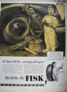 Fisk Tire Co Little Boy With Candle Ad 1946