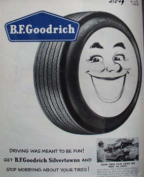B F Goodrich Smiling Tire Ad 1958
