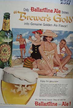 Ballantine Ale Two Couples At Beach Ad 1957