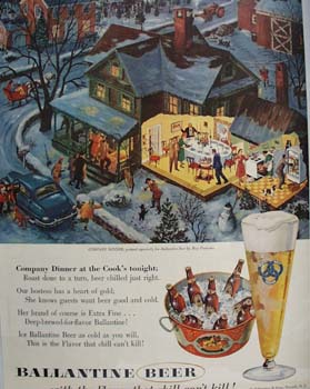 Ballantine Beer Company Dinner Ad 1954