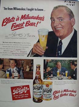 Blatz Beer And Pat O Brien Ad 1949