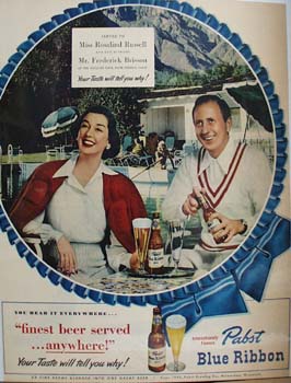 Pabst Blue Ribbon And Rosalind Russell Ad 1949