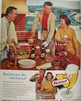 Falstaff Beer And Folks At Barbecue Ad 1960