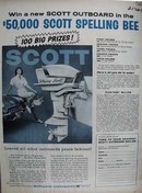 Scott Outboard Lady Sitting On Car Ad 1959