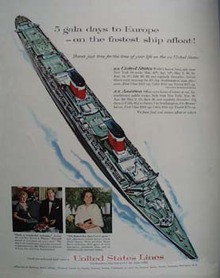 United States Lines Cruise 5 Gala Days to Europe Ad 1958