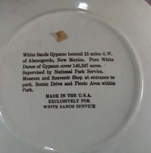 White Sands National Monument souvineer plate
