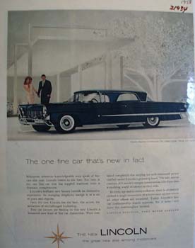 Lincoln New In Fact Ad 1958