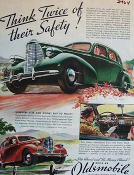 Oldsmobile Think Twice Of Their Safety Ad 1938