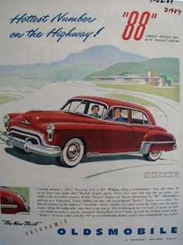 Oldsmobile Hottest Number On Highway Ad 1949