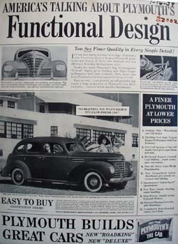Plymouth Functional Design Ad 1939