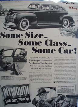 Plymouth Some Size Some Car Ad 1940