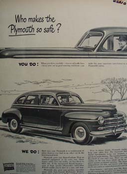 Plymouth Who Makes It Safe Ad 1948
