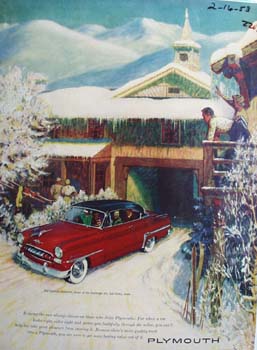 Plymouth And Ski Lodge Ad 1953