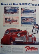 Pontiac Give It The S P E C Test Ad 1940
