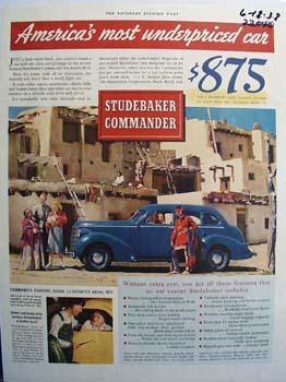 Studebaker Amerrica's Most Underpriced Car Ad 1938