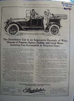 Studbaker Honesty Of Purpose Ad 1914