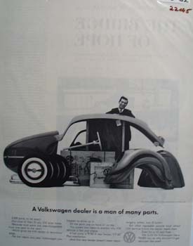 Volkswagen Dealer Man of Many Parts Ad 1962