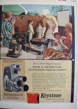 Keystone Camera Outdoor Movie Party Ad 1958