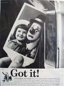 Polaroid Land Camera Girl With Clown Ad 1959