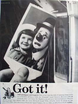 Polaroid Land Camera Girl With Clown Ad 1959