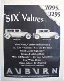 Auburn Automobile Six Values Ad 1927