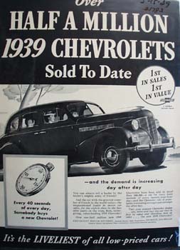 Chevrolet Half A Million Sold Ad 1939
