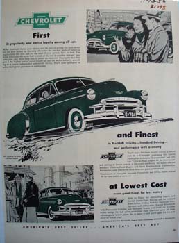Chevrolet First And Finest Ad 1950