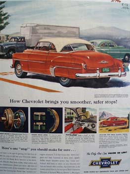 Chevrolet Brings Smoother Safer Stops Ad 1952