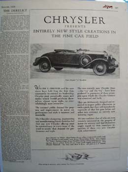 Chrysler New Style Creations Ad 1928