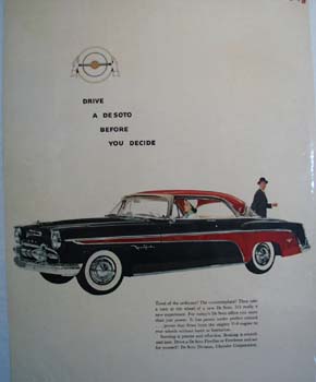 De Soto Fireflite Black With Red Two Door Ad 1955