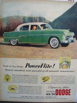 Dodge Couple Driving Berkshire Green Car 1954