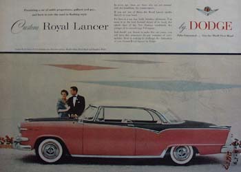 Dodge Custom Royal Lancer in Tri Color Ad 1954