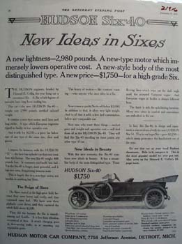 Hudson New Ideas in Sixes Ad 1914