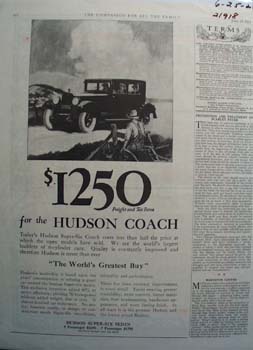 Hudson Super six Sedan Ad 1925