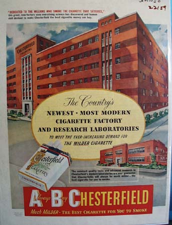Chesterfield And Cigarette Factory Bldg Ad 1950
