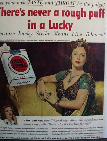 Lucky Strike And Hedy Lamarr Ad 1950