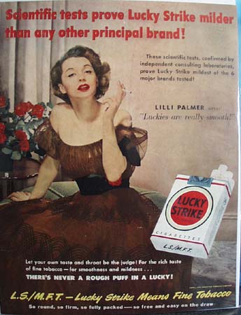 Lucky Strike And Lilli Palmer Ad 1950