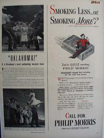 Philip Morris Smoking Less Or More Ad 1943