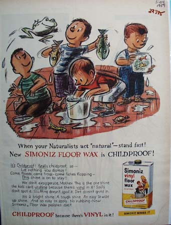 Simoniz Floor Wax Boys Toads Fish Ad 1959