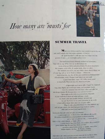 Clothing For Summer Travel Ad 1952