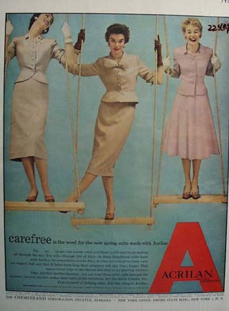 Three Ladies In Suits Made With Acrilan Ad 1954