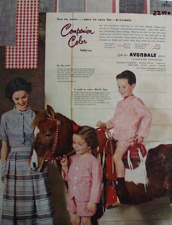 Avondale Fabrics Boy On Pony Ad 1952
