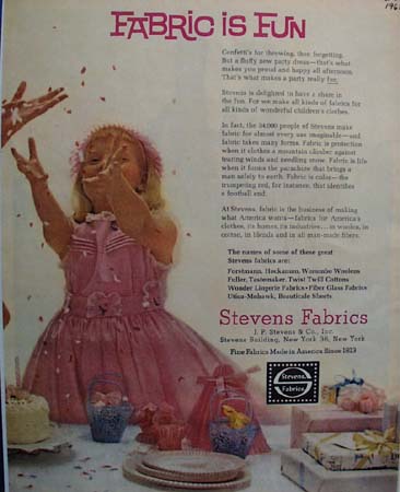 Stevens Fabrics Fabric Is Fun Ad 1961