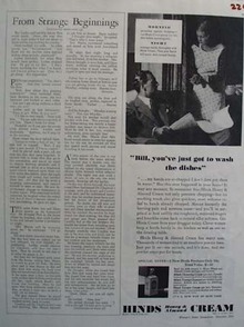 Hinds Cream Bill Washes Dishes Ad 1930