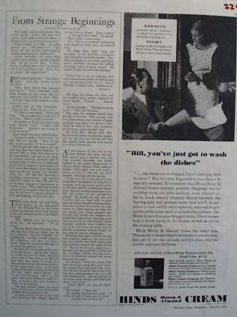 Hinds Cream Bill Washes Dishes Ad 1930