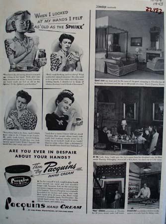 Pacquins Hand Cream Ever In Despair Ad 1943