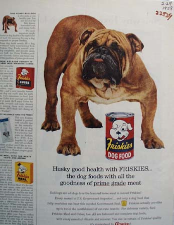 Friskies And Bulldog Ad 1958