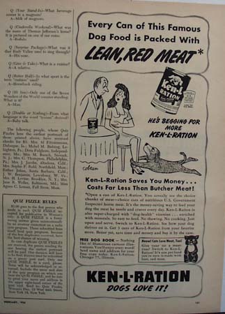Ken L ration Dog Begging Ad 1950